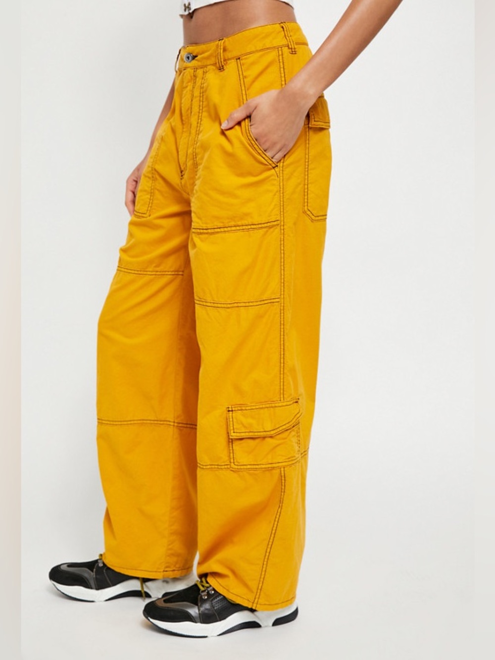 Free People Calendula Wide-Leg Pants Mustard Yellow Size 4 - Picture 4 of 10